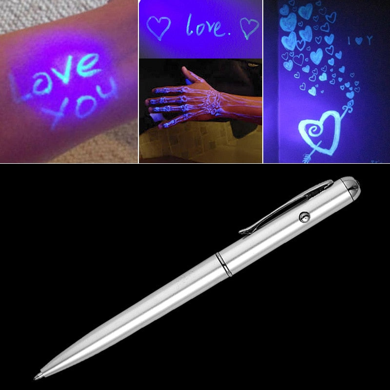 Stylo bille magique avec encre invisible et LED UV pour messages