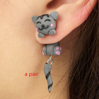 Boucles d'oreilles 3D originales, chat, chien, licorne, renard, panda, lapin