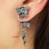 Boucles d'oreilles 3D originales, chat, chien, licorne, renard, panda, lapin