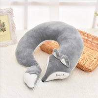 Coussin tour de cou renard, cale nuque pour voyage avec masque pour les yeux