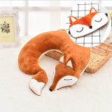Coussin tour de cou renard, cale nuque pour voyage avec masque pour les yeux