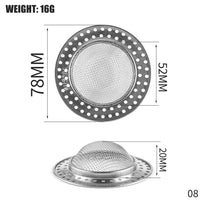 Filtre pour évier ou lavabo en acier inoxydable, maille fine