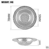 Filtre pour évier ou lavabo en acier inoxydable, maille fine