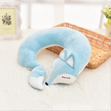 Coussin tour de cou renard, cale nuque pour voyage avec masque pour les yeux