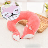 Coussin tour de cou renard, cale nuque pour voyage avec masque pour les yeux