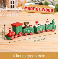 Petit train de noël en bois, décoration de noël, locomotive et 3 wagons