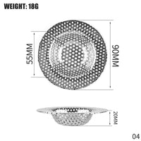 Filtre pour évier ou lavabo en acier inoxydable, maille fine