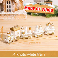 Petit train de noël en bois, décoration de noël, locomotive et 3 wagons