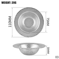 Filtre pour évier ou lavabo en acier inoxydable, maille fine