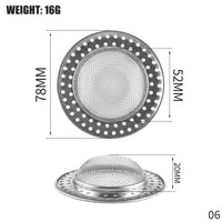 Filtre pour évier ou lavabo en acier inoxydable, maille fine