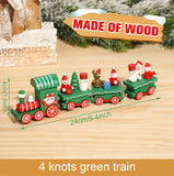Petit train de noël en bois, décoration de noël, locomotive et 3 wagons