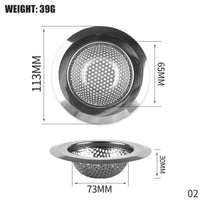 Filtre pour évier ou lavabo en acier inoxydable, maille fine