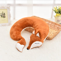 Coussin tour de cou renard, cale nuque pour voyage avec masque pour les yeux
