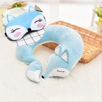 Coussin tour de cou renard, cale nuque pour voyage avec masque pour les yeux