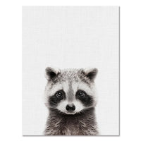 Poster bébés animaux mignons. Peintures imprimées sur toiles. Renard écureuil hérisson girafe ours chouette