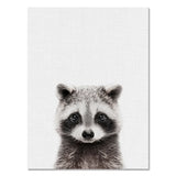 Poster bébés animaux mignons. Peintures imprimées sur toiles. Renard écureuil hérisson girafe ours chouette