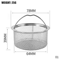 Filtre pour évier ou lavabo en acier inoxydable, maille fine