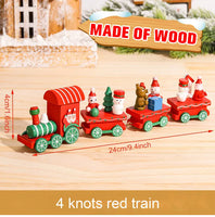 Petit train de noël en bois, décoration de noël, locomotive et 3 wagons