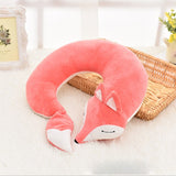 Coussin tour de cou renard, cale nuque pour voyage avec masque pour les yeux