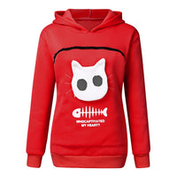 Sweat à capuche avec grande poche kangourou pour chat ou petit chien. Hoodie pour transport d'animaux