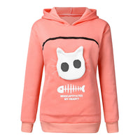 Sweat à capuche avec grande poche kangourou pour chat ou petit chien. Hoodie pour transport d'animaux