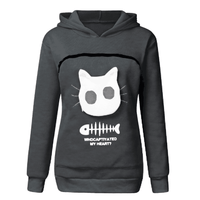 Sweat à capuche avec grande poche kangourou pour chat ou petit chien. Hoodie pour transport d'animaux