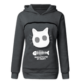 Sweat à capuche avec grande poche kangourou pour chat ou petit chien. Hoodie pour transport d'animaux