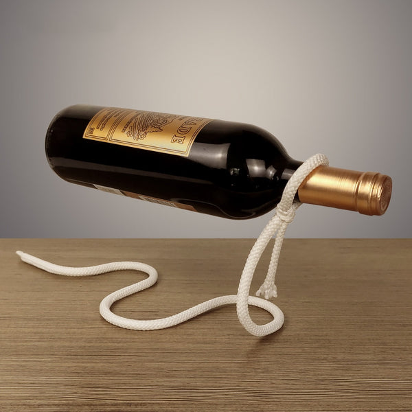 Support magique pour bouteille de vin en forme de corde suspendue