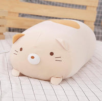Coussins peluches poufs animaux (chat chien pingouin cochon)