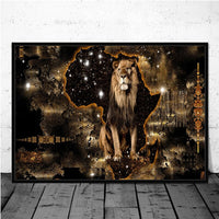Toiles animaux sauvages colorées style graffiti. Tableau de lion, tigre, cerf, taureau, éléphant, girafe