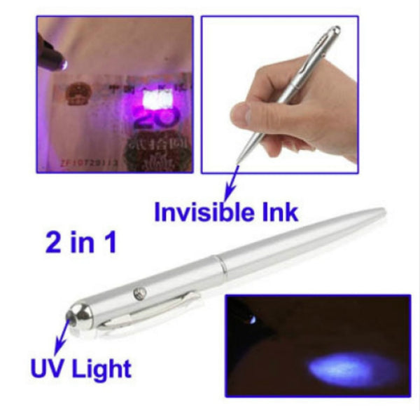 Stylo bille magique avec encre invisible et LED UV pour messages secrets espions !