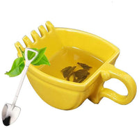 Tasse de café originale avec godet de tractopelle et cuillère en forme de pelle