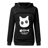 Sweat à capuche avec grande poche kangourou pour chat ou petit chien. Hoodie pour transport d'animaux