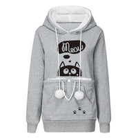 Sweat à capuche avec grande poche kangourou pour chat ou petit chien. Hoodie pour transport d'animaux