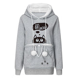 Sweat à capuche avec grande poche kangourou pour chat ou petit chien. Hoodie pour transport d'animaux