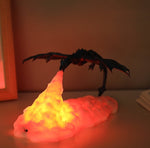 Lampe dragon 3D. Luminaire LED avec nuage de fumée et de feu