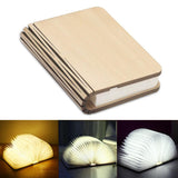 Lampe LED livre ouvert design en bois. Veilleuse rechargeable à LED, 360 degrés