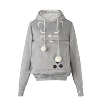 Sweat à capuche avec grande poche kangourou pour chat ou petit chien. Hoodie pour transport d'animaux