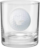 Verre de whisky ou de bière déformé avec balle de golf