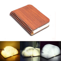 Lampe LED livre ouvert design en bois. Veilleuse rechargeable à LED, 360 degrés