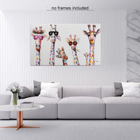 Toiles animaux sauvages colorées style graffiti. Tableau de lion, tigre, cerf, taureau, éléphant, girafe