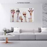 Toiles animaux sauvages colorées style graffiti. Tableau de lion, tigre, cerf, taureau, éléphant, girafe