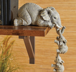 Statue d'éléphants en résine avec bébés. Serre livres ou décoration