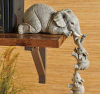 Statue d'éléphants en résine avec bébés. Serre livres ou décoration