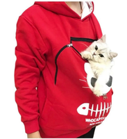 Sweat à capuche avec grande poche kangourou pour chat ou petit chien. Hoodie pour transport d'animaux