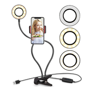 Perche à selfie support USB téléphone avec lumière LED pour se filmer