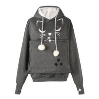 Sweat à capuche avec grande poche kangourou pour chat ou petit chien. Hoodie pour transport d'animaux