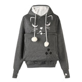 Sweat à capuche avec grande poche kangourou pour chat ou petit chien. Hoodie pour transport d'animaux