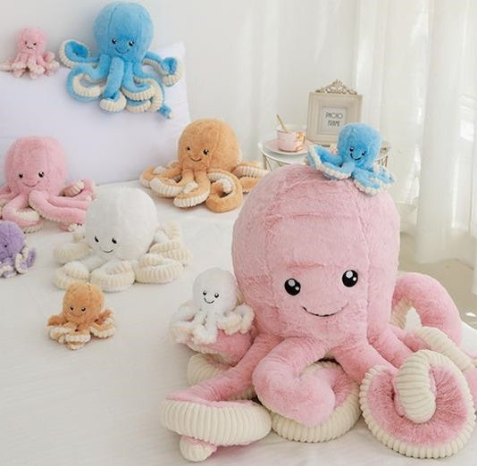 Grande peluche pieuvre, 18 à 80cm. Coussin poulpe, pieuvre avec tentacules géantes