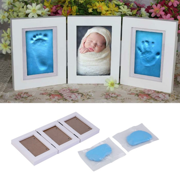 3 cadres photo et empreintes bébé